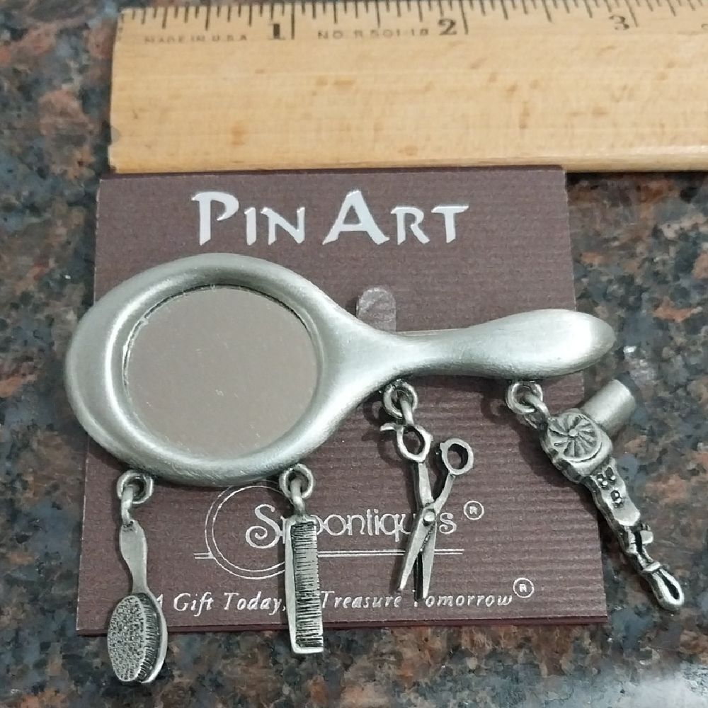Silver Hairdresser Brooch by Spoontiques
